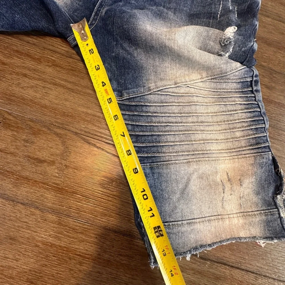 Southpole Denim Biker Streetwear Shorts Mens Size 38 Blue‎ Distressed Cut Off